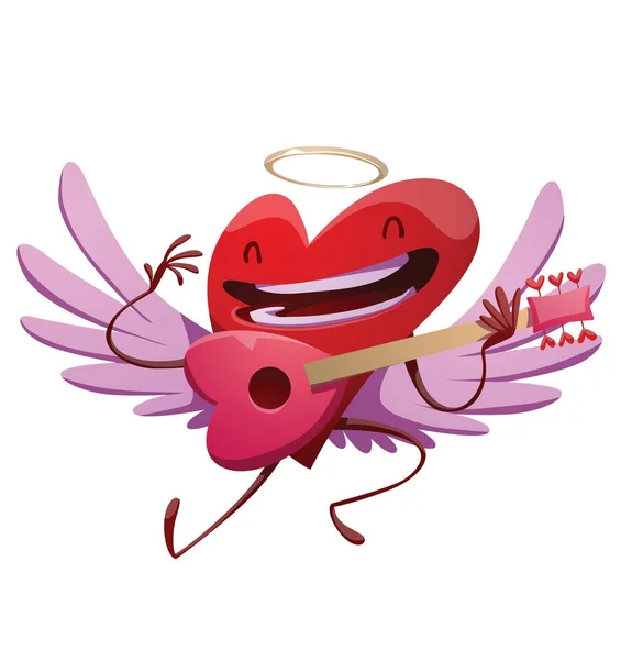 Funny red heart with a guitar — Stock Vector