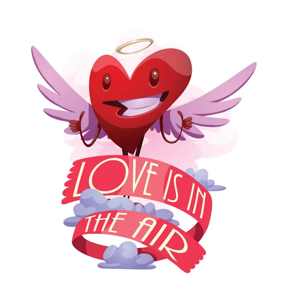 Emblem, morsomt rødt hjerte viser tommelen opp – stockvektor