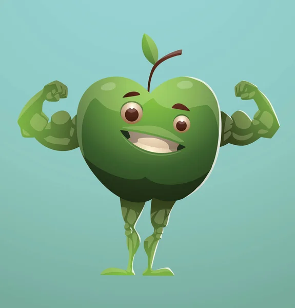 Здорова їжа, зелене яблуко Стокова Ілюстрація