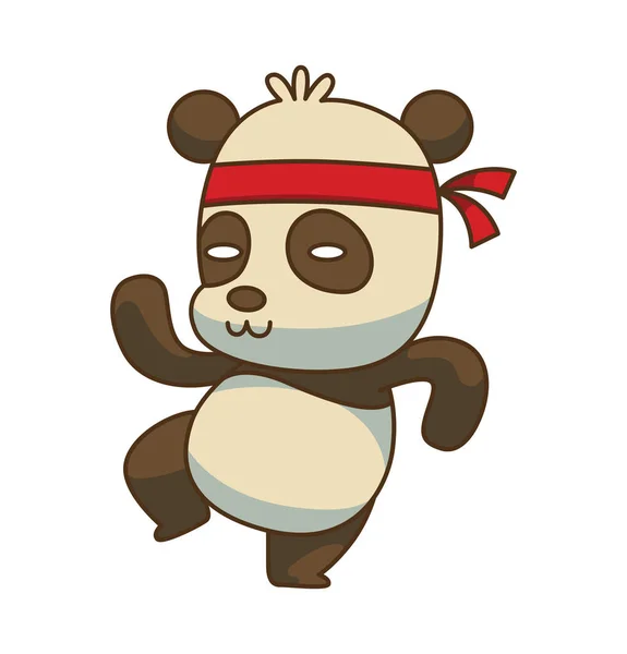 Мила маленька панда, що стоїть у позі кунг-фу, кольорове зображення Ліцензійні Стокові Ілюстрації