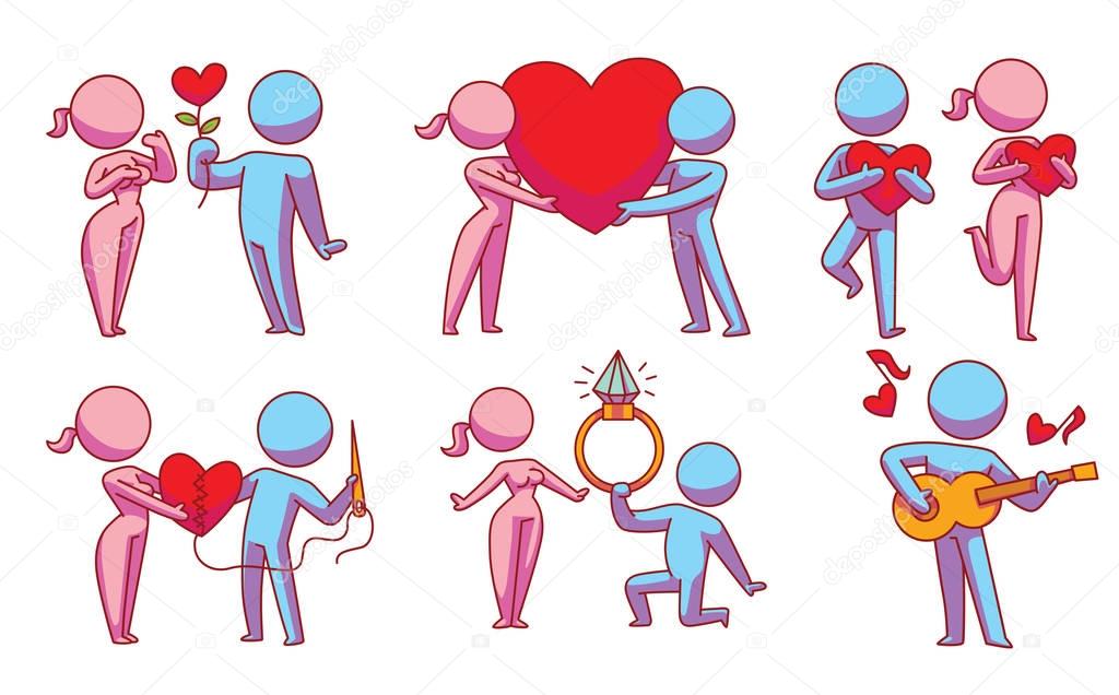 Set of loving couples, color image