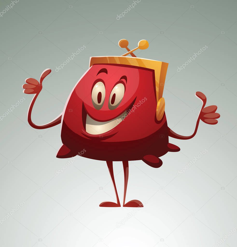 Funny red purse showing thumbs up