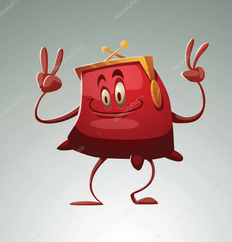 Funny red purse showing V signs 