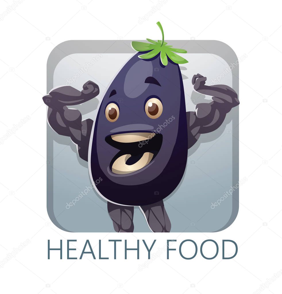 Healthy food, square frame with purple eggplant