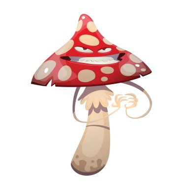 Funny evil amanita-mushroom thinking about something wicked clipart