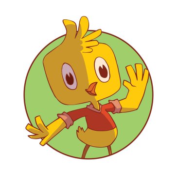 Yuvarlak kare, komik sarı erkek tavuk