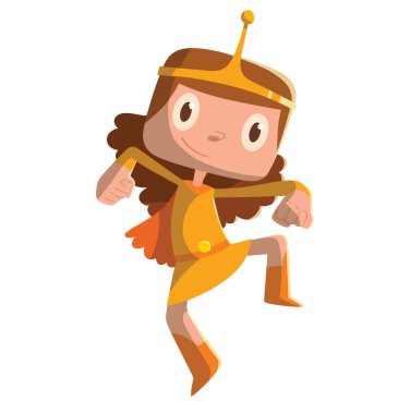 Sarı süper kahraman kostümü, komik küçük kız