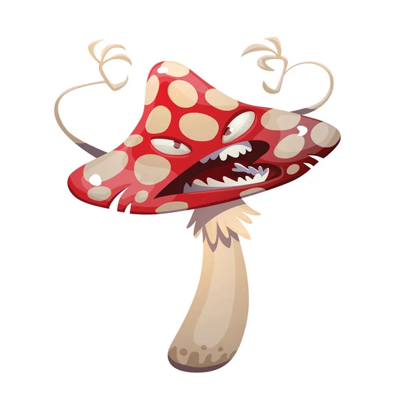 Engraçado mal amanita-cogumelo assustando alguém — Vetor de Stock