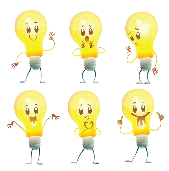 Набір смішних жовтих лампочок — стоковий вектор