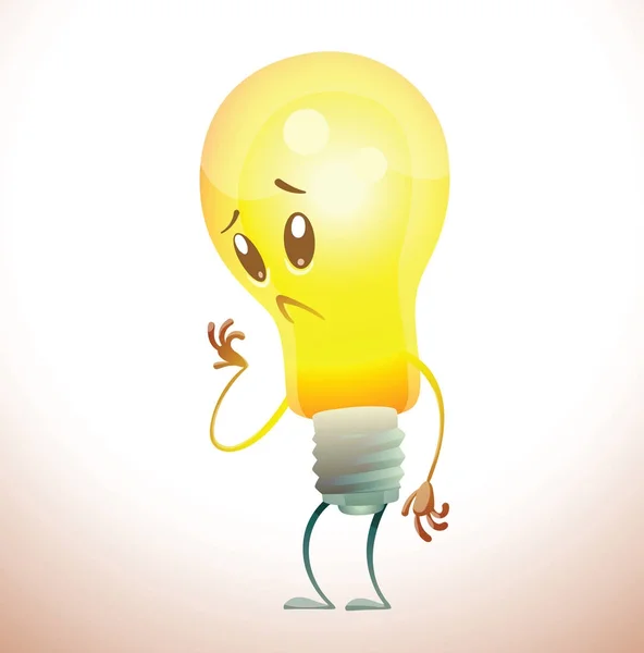 Смішна жовта лампочка задумливо і сумно — стоковий вектор