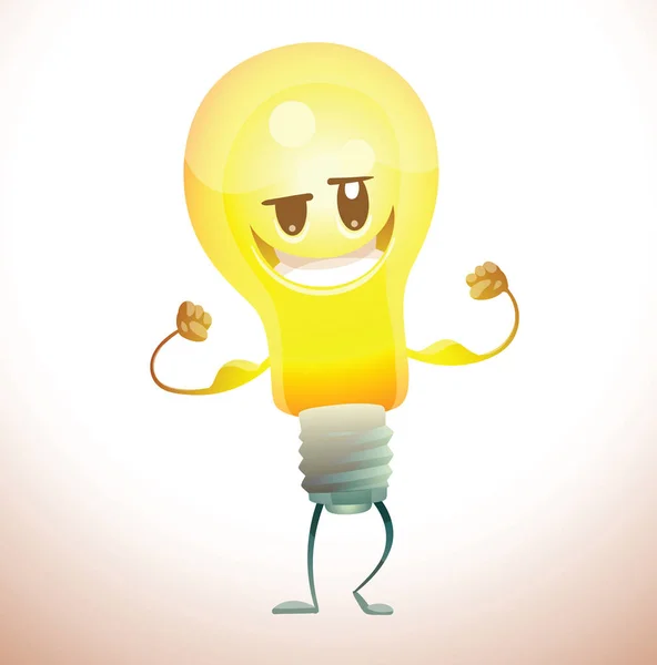 Смішна жовта лампочка, що показує м'язи — стоковий вектор