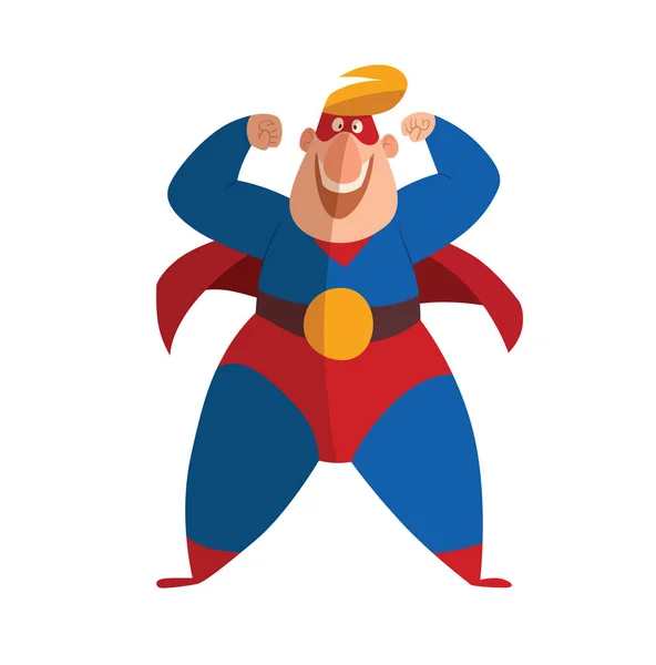 Funny fat superhero as a bodybuilder — Stock Vector