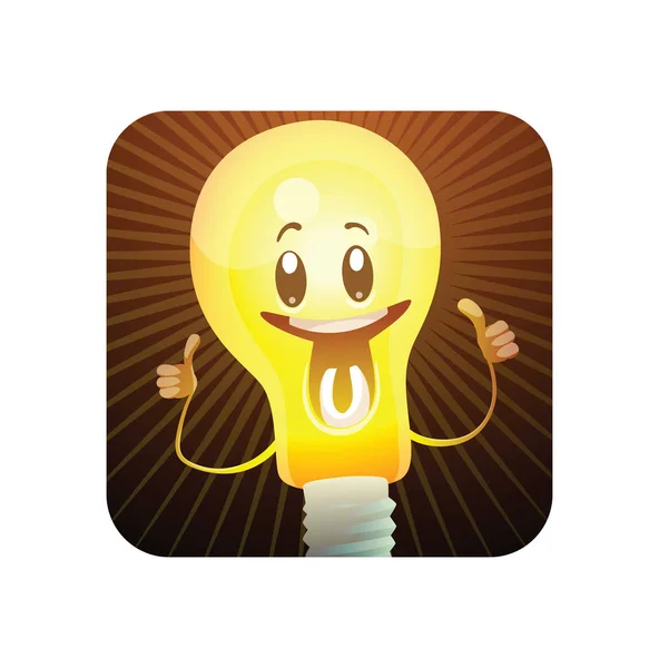 Square frame, funny yellow light bulb showing thumbs up Royalty Free Stock Illustrations