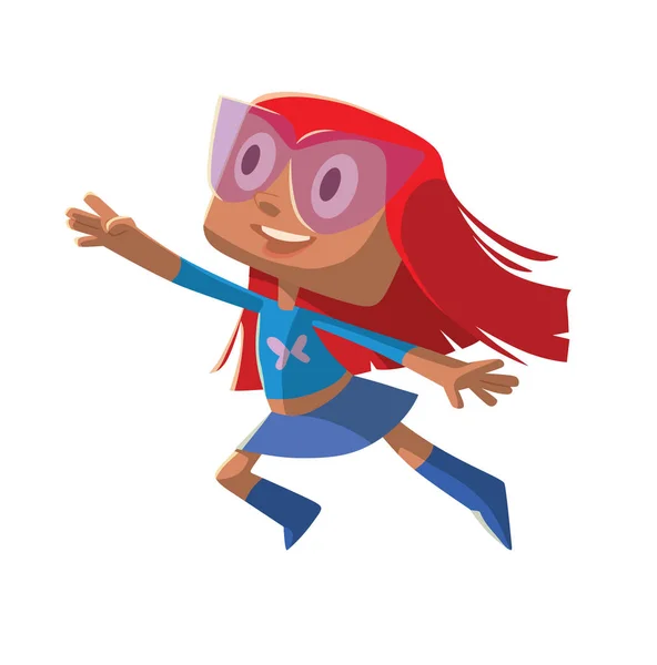 Funny little girl in a blue superhero costume Vector Graphics