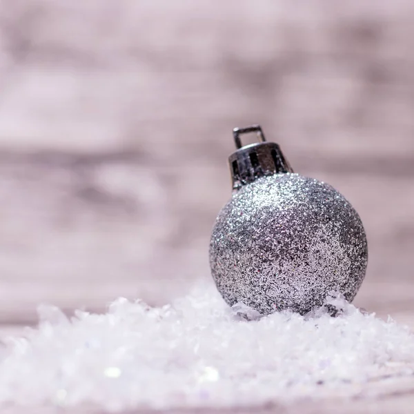 Glitter Zilveren Kerstbal — Stockfoto