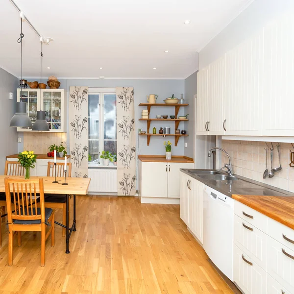 Cocina Mesa Comedor Interior Junto Ventana — Foto de Stock