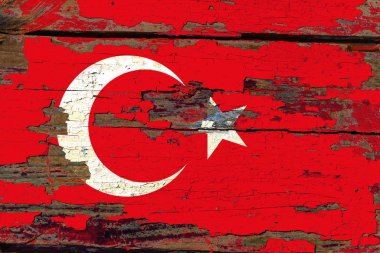 Tahtada eski tesisatlı hindi bayrağı.
