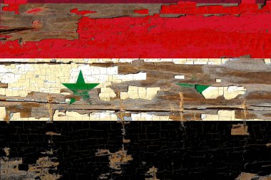 Eski tahta üzerinde Suriye bayrağı.
