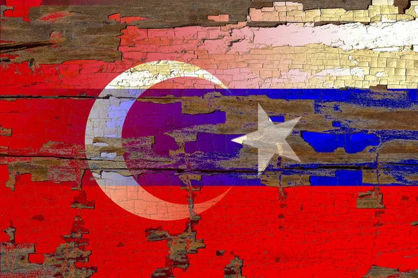 Russia Turkey Flag Old Wood — Stock Photo, Image