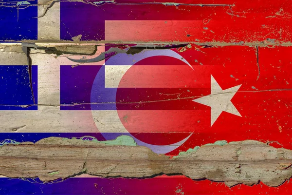 Turkey Greece Flag Old Wood — Stock Photo, Image