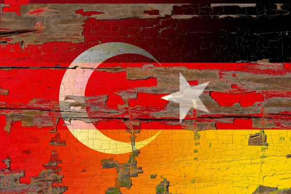 Флаг Германии Турции Старом Дереве — стоковое фото