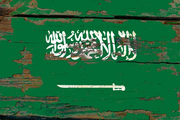 Σαουδική Αραβία Σημαία Παλαιάς Ξυλείας — Φωτογραφία Αρχείου