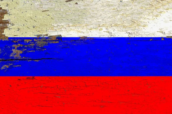 老木上的俄罗斯国旗 — 图库照片