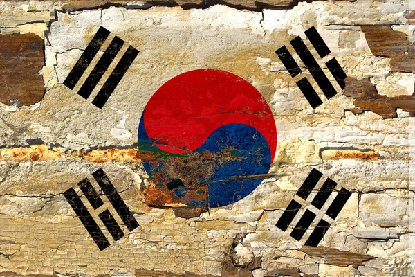 Bandera Corea Del Sur Sobre Madera — Foto de Stock