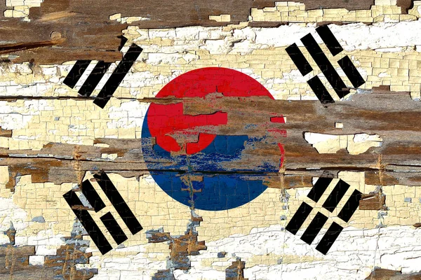 Bandera Corea Del Sur Sobre Madera — Foto de Stock