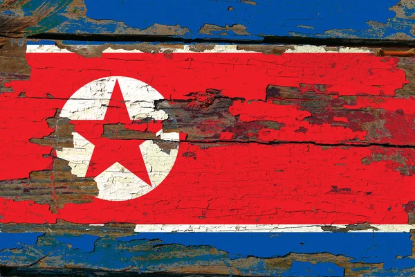 Bandera Corea Del Norte Sobre Madera — Foto de Stock