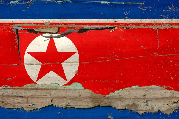 Σημαία Βόρειας Κορέας Στο Ξύλο — Φωτογραφία Αρχείου