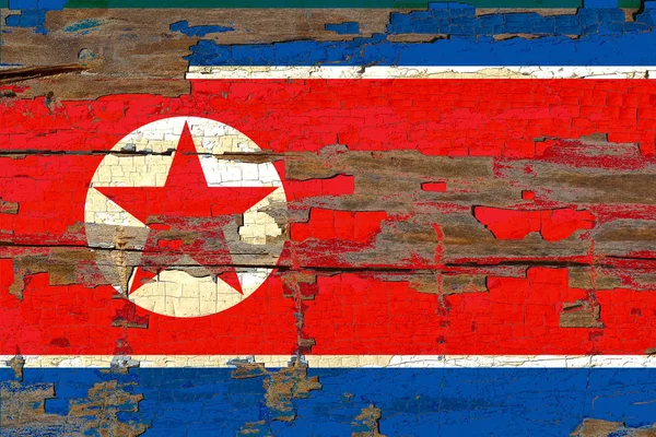 Bandera Corea Del Norte Sobre Madera — Foto de Stock