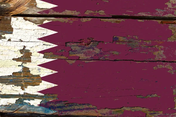 Σημαία Του Κατάρ Επί Παλαιάς Ξυλείας — Φωτογραφία Αρχείου