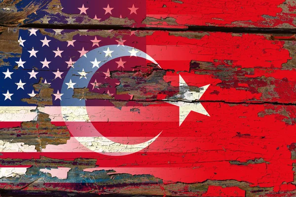Туреччина Прапор Америки Старій Деревині Ліцензійні Стокові Зображення
