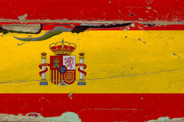 Espanha Bandeira Madeira Velha — Fotografia de Stock