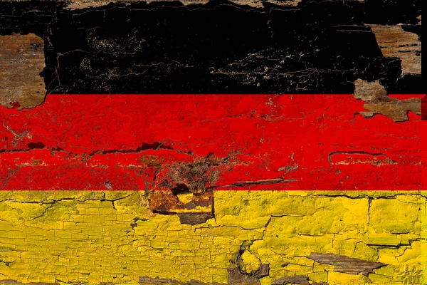 Bandera Alemania Sobre Madera Vieja —  Fotos de Stock