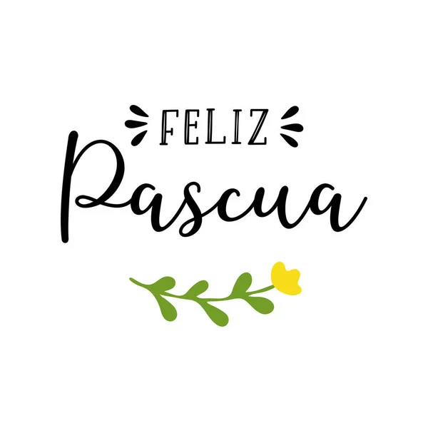 Vector Hand Getekend Feliz Pascua Citaat Het Spaans Vertaald Happy — Stockvector