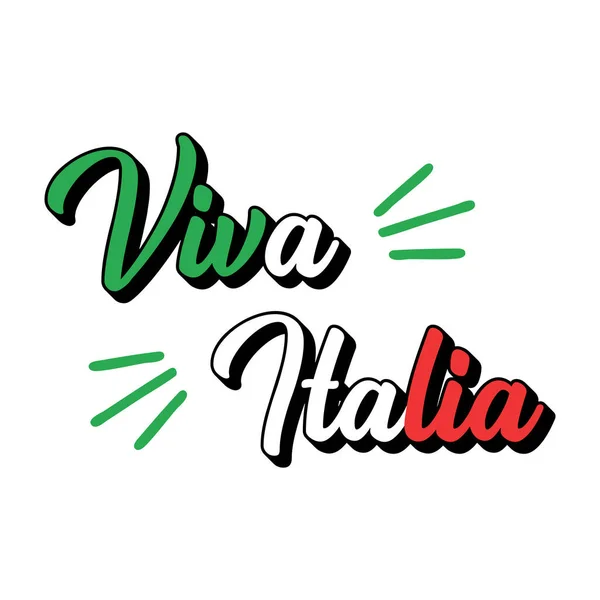 Viva La Italia citaat in het Italiaans. Vertaald Lang leve Italië. Tekening patriottische belettering voor ansichtkaart, uitnodiging, poster, label, mok, icoon, banner. — Stockvector