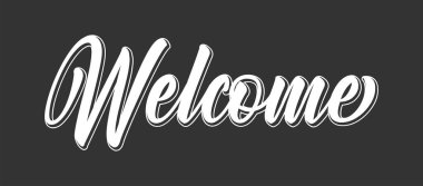 El çizimi. Hoş geldin alıntısı. Poster, afiş, el ilanı, başlık, kart, reklam, duyuru için mektup. 