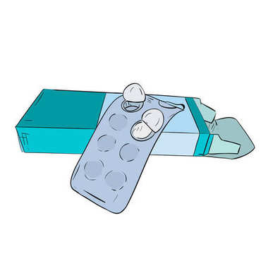 kutusu ve hapları tabak