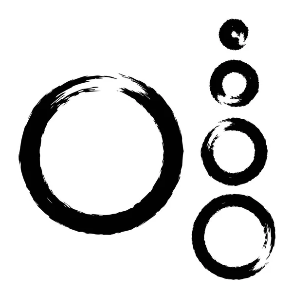 Набор черных круглых кистей — стоковый вектор