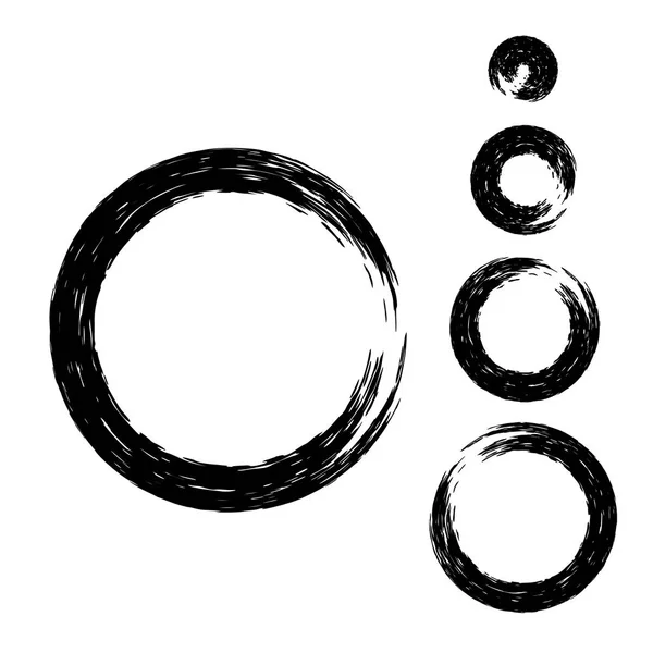 Набор черных круглых кистей — стоковый вектор