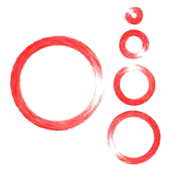 Набор красных круглых кистей — стоковый вектор