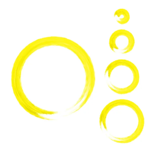 Conjunto de escovas redondas amarelas — Vetor de Stock