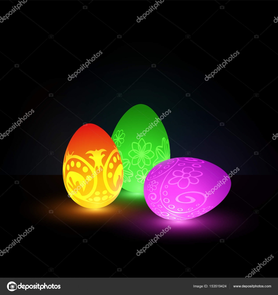 Glowing Easter Eggs with Neon Ornaments Stock Vector Image by ©BeatWalk