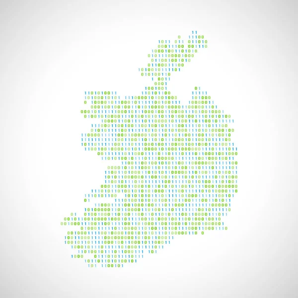 Peta digital biner Irlandia - Stok Vektor