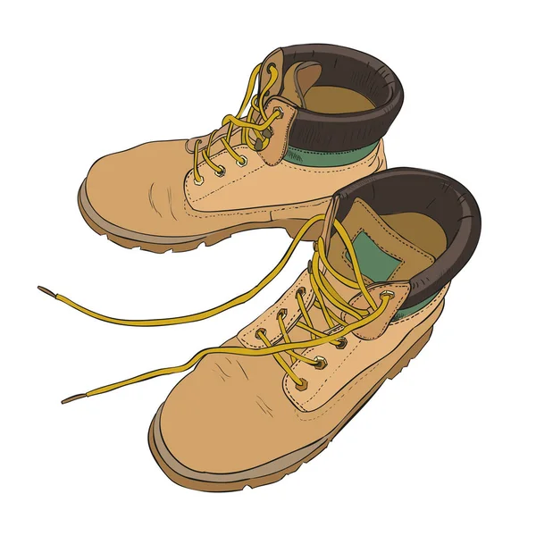 Dibujo de color dibujado a mano con botas militares — Vector de stock