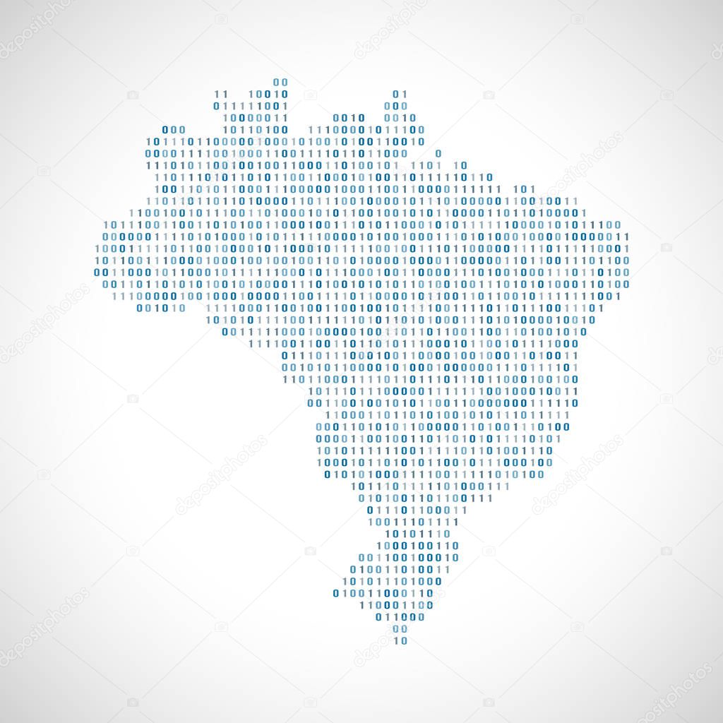 Binary digital map of Brazil