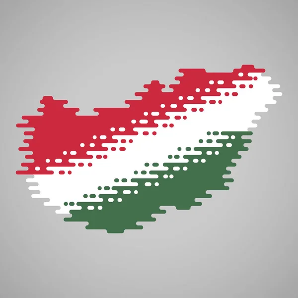 Flagge innerhalb der geschmolzenen Landkarte Ungarns — Stockvektor
