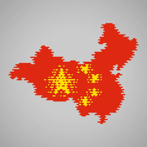 Bandera dentro del mapa derretido de China — Archivo Imágenes Vectoriales